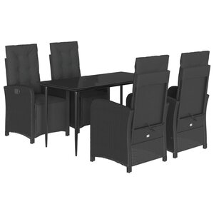 vidaXL Ensemble à manger de jardin coussins 5Pièces Noir Résine tressée