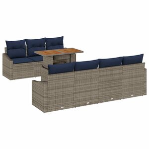 vidaXL Ensemble de canapé de jardin 8 Pièces Gris Poly rotin