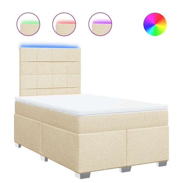 vidaXL Sommier à lattes de lit avec matelas Crème 120x200 cm Tissu