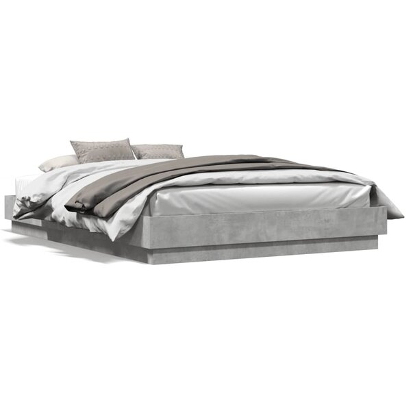 vidaXL Cadre de lit sans matelas gris béton 150x200 cm