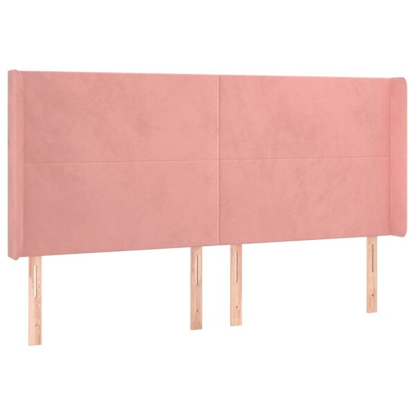 vidaXL Tête de lit avec oreilles Rose 163x16x118/128 cm Velours
