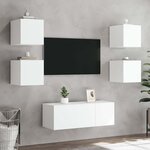 vidaXL Meubles TV muraux avec lumières LED 2 Pièces blanc 30 5x35x30 cm