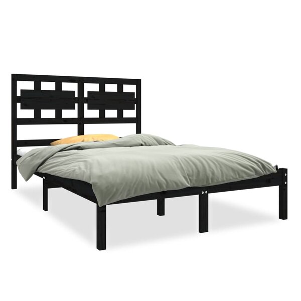 vidaXL Cadre de lit Noir Bois massif 140x190 cm