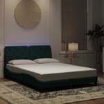 vidaXL Cadre de lit avec LED sans matelas vert foncé 140x200 cm velours