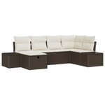 vidaXL Ensemble de 6 canapés de jardin avec coussins Marron Poly Rattan