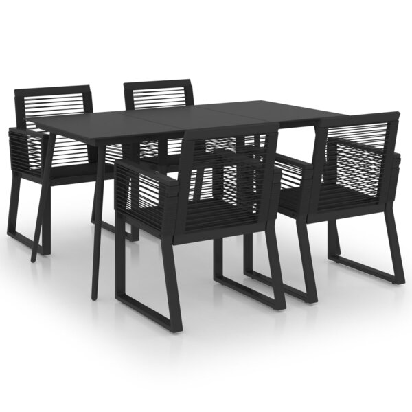 vidaXL Ensemble à dîner d'extérieur 5 Pièces Rotin PVC Noir