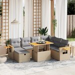 vidaXL Salon de jardin avec coussins 8 Pièces beige résine tressée