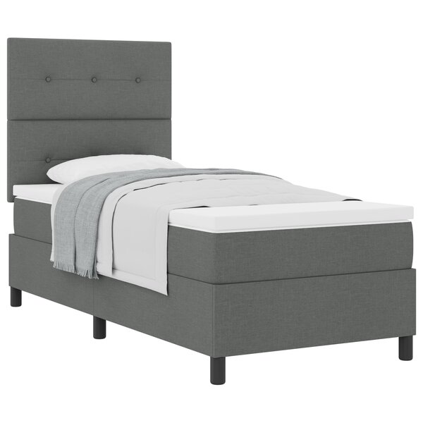 vidaXL Lit à ressorts avec Matelas Gris Foncé 90x200 cm Tissu