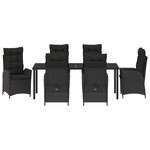 vidaXL Ensemble de salle à manger de jardin 7 pièces avec coussins Noir Rattan poly