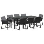 vidaXL Ensemble de salle à manger pour jardin 9 Pièces Noir