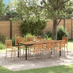 Ensemble de salle à manger de jardin en 9 pièces beige en poly rattan acacia