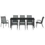 vidaXL Ensemble de salle à manger pour jardin 9 Pièces Noir