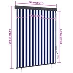 vidaXL Store roulant d'extérieur 140x250 cm Bleu et blanc