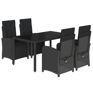 vidaXL Ensemble à manger de jardin coussins 5Pièces Noir Résine tressée