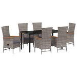 vidaXL Ensemble de salle à manger jardin 7 pièces avec coussins Rattan poly gris