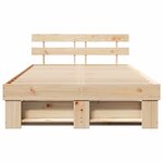 vidaXL Cadre de lit avec tête de lit Marron 135 x 190 cm Pin massif