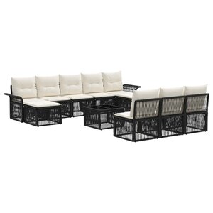 vidaXL Ensemble de canapé de jardin 11 Pièces Noir polyrotin