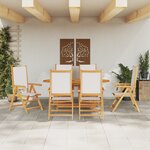 vidaXL Ensemble de salle à manger de jardin 7 pièces blanc crème en bois d'acacia