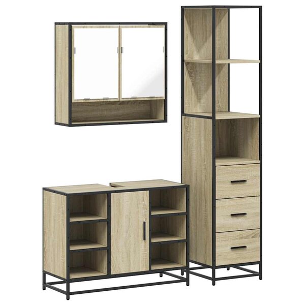 vidaXL Ensemble de meubles de salle de bain 3 Pièces chêne sonoma