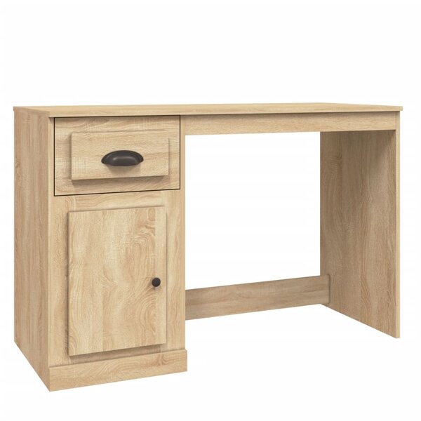 Bureau table poste de travail meuble d'ordinateur informatique étude avec tiroir chêne sonoma 115 x 50 x 75 cm bois d'ingénierie brun 02_0023449