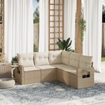vidaXL Salon de jardin avec coussins 5 Pièces beige résine tressée