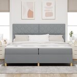 vidaXL Lit avec sommier et matelas gris clair 200x200 cm en tissu