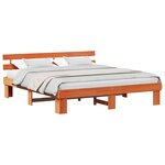 vidaXL Cadre de lit avec tête de lit Brun cire 200 x 200 cm Pin massif