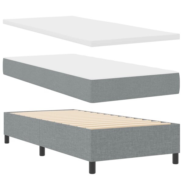 vidaXL Lit à ressorts avec matelas Gris clair 80 x 200 cm tissu