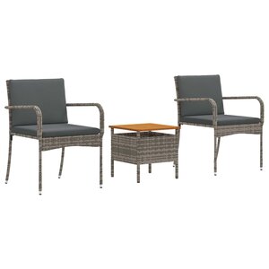 vidaXL Ensemble bistro de jardin 3 pc Gris polyrotin