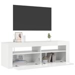 vidaXL Meuble TV avec lumières LED blanc brillant 120x35x40 cm