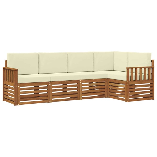 vidaXL Ensemble de canapés d'extérieur 5 pc Naturel et Crème Polyester