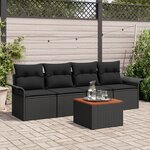 vidaXL Ensemble de Canapés de Jardin 5 pièces avec Coussins en Noir et Poly Rotin