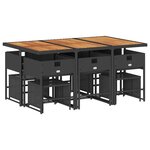 vidaXL Ensemble à manger de jardin 11 Pièces coussins noir résine tressée