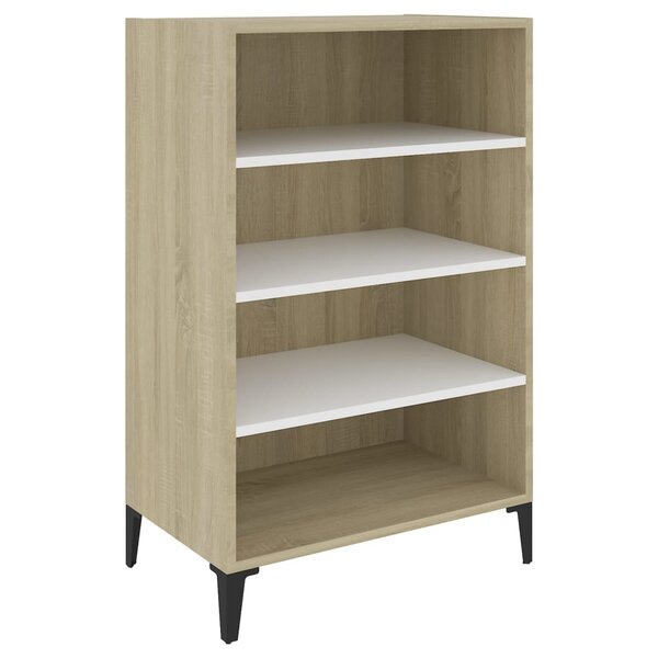 vidaXL Buffet Blanc et chêne sonoma 57x35x90 cm Aggloméré