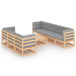 vidaXL Salon de jardin 8 Pièces avec coussins Bois de pin massif