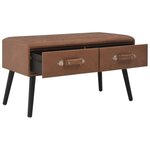 Banquette pouf tabouret meuble banc avec tiroirs 80 cm marron foncé synthétique 3002159