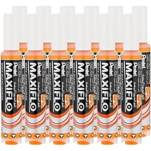 Marqueur Tableaux Blancs MAXIFLO MWL6 Pointe Biseautée Large Orange x 12 PENTEL