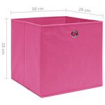vidaXL Boîtes de rangement 4 Pièces Tissu intissé 28x28x28 cm Rose