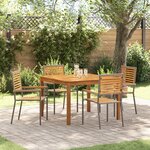 Ensemble de salle à manger jardin 5 pièces vidaXL Gris poly rattan acacia