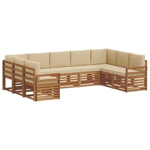vidaXL Ensemble de canapés d'extérieur 9 pc Naturel et Beige