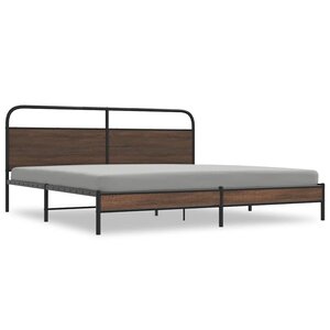 vidaXL Cadre de lit en métal sans matelas chêne marron 200x200 cm