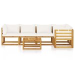vidaXL Salon de jardin 6 Pièces avec coussin Crème Bois d'acacia solide