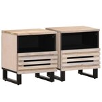 vidaXL Tables de chevet 2 Pièces 40x34x46 cm bois manguier massif blanchi