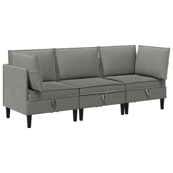 vidaXL Ensemble de meubles pour le salon 3 Pièces Gris foncé Tissu