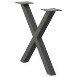vidaXL Pieds de table basse en forme de X  2 pièces  anthracite  60 x (42-43) cm  acier