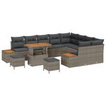 Ensemble de Canapés de Jardin de 12 pièces avec Coussins en Poly Rattan Gris