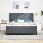 Lit à sommier box avec matelas Gris foncé 180x200 cm Velours