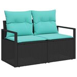 vidaXL Ensemble de Canapés 9 Pièces Noir et turquoise polyrotin