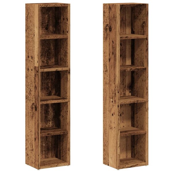 vidaXL Armoires à CD 2 Pièces vieux bois 21x16x93 5 cm bois d'ingénierie