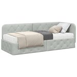 vidaXL Cadre de lit d'angle Gris clair 80 x 200 cm Velours